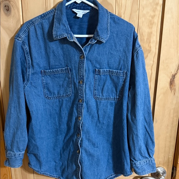 Old Navy The Boyfriend Shirt Women’s Blue Button Down Denim Shirt - Picture 1 of 6
